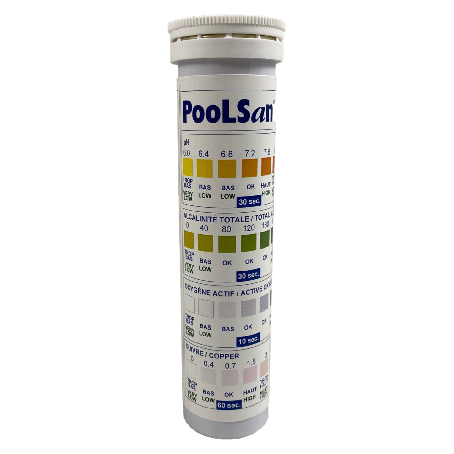 PoolSan 4 in 1 Test Strips pH, Cu, Active Oxygen (MPS), Total Alkalinity (TA)